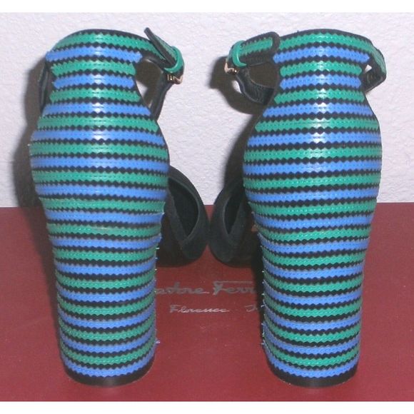 Salvatore Ferragamo Fergie T-Strap Suede Pumps 7.5 - Picture 4 of 12